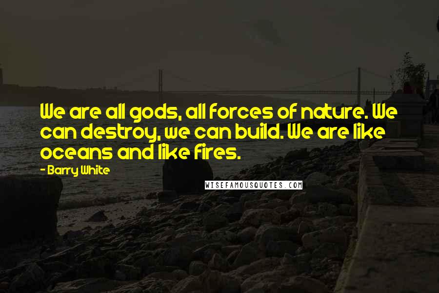 Barry White Quotes: We are all gods, all forces of nature. We can destroy, we can build. We are like oceans and like fires.