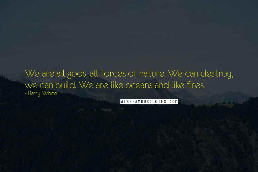 Barry White Quotes: We are all gods, all forces of nature. We can destroy, we can build. We are like oceans and like fires.