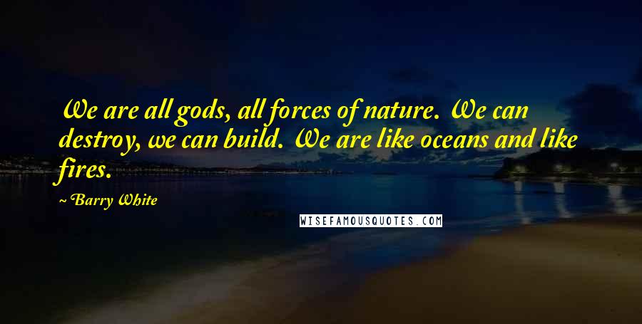 Barry White Quotes: We are all gods, all forces of nature. We can destroy, we can build. We are like oceans and like fires.