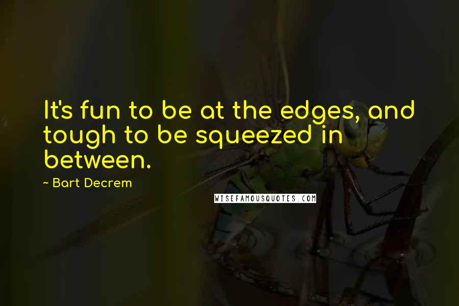 Bart Decrem Quotes: It's fun to be at the edges, and tough to be squeezed in between.