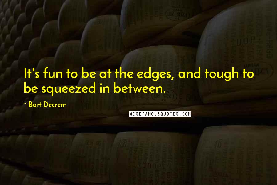 Bart Decrem Quotes: It's fun to be at the edges, and tough to be squeezed in between.