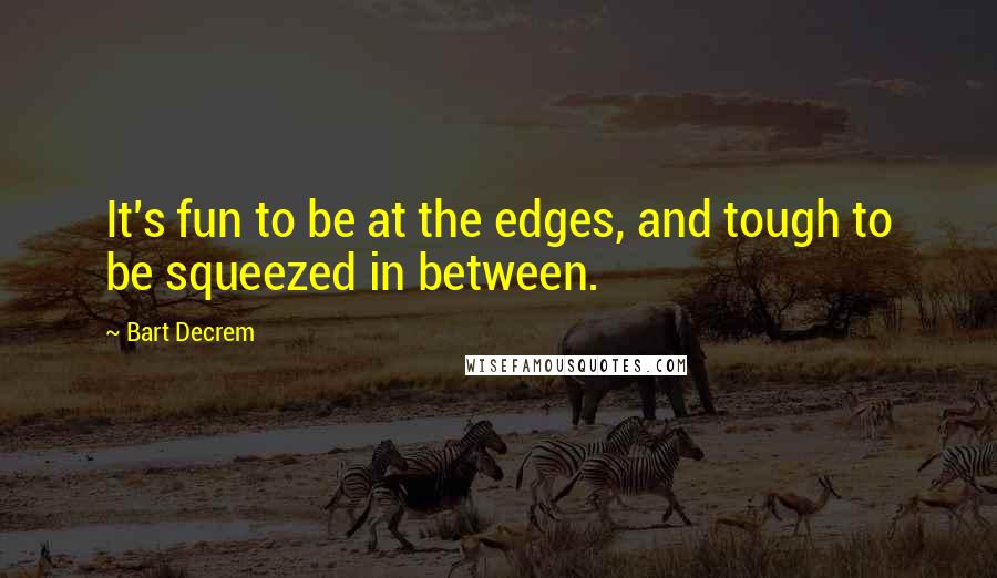 Bart Decrem Quotes: It's fun to be at the edges, and tough to be squeezed in between.