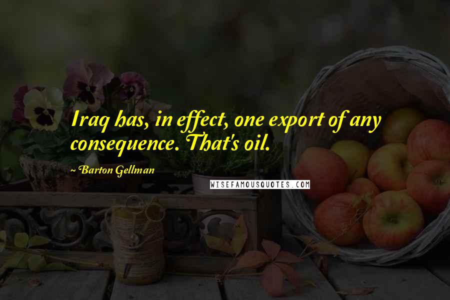 Barton Gellman Quotes: Iraq has, in effect, one export of any consequence. That's oil.