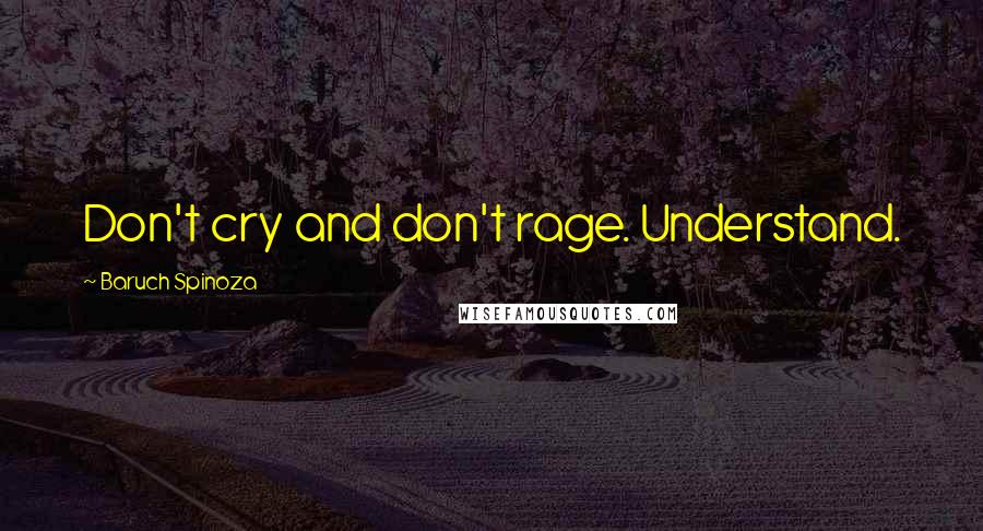 Baruch Spinoza Quotes: Don't cry and don't rage. Understand.