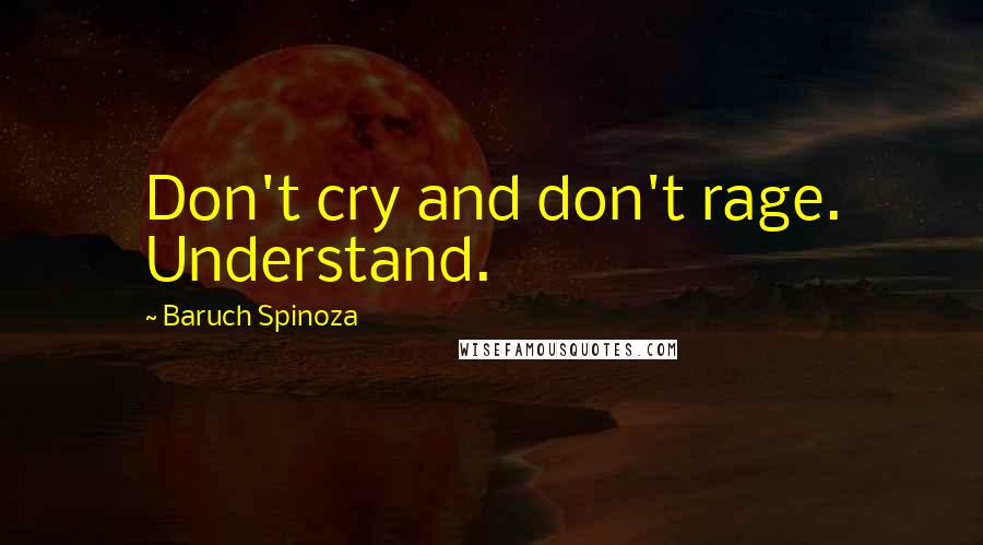 Baruch Spinoza Quotes: Don't cry and don't rage. Understand.