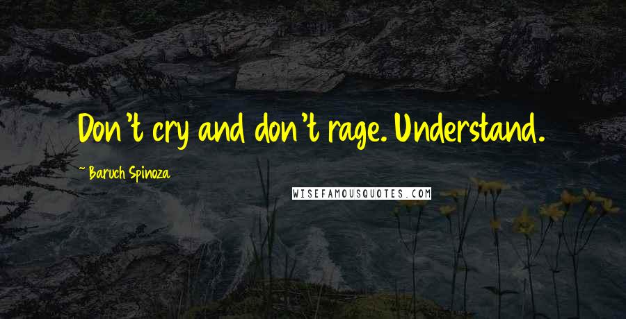 Baruch Spinoza Quotes: Don't cry and don't rage. Understand.