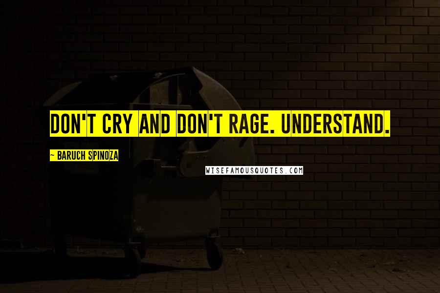 Baruch Spinoza Quotes: Don't cry and don't rage. Understand.