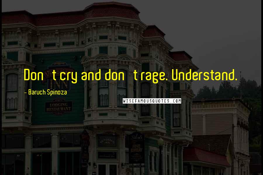Baruch Spinoza Quotes: Don't cry and don't rage. Understand.
