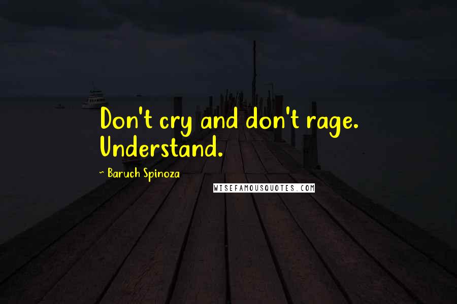 Baruch Spinoza Quotes: Don't cry and don't rage. Understand.