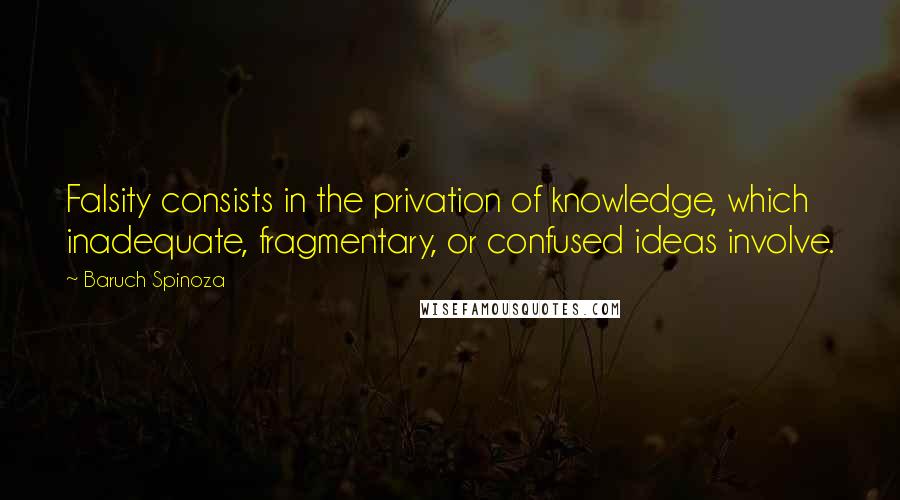 Baruch Spinoza Quotes: Falsity consists in the privation of knowledge, which inadequate, fragmentary, or confused ideas involve.