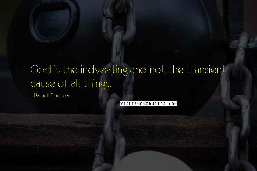 Baruch Spinoza Quotes: God is the indwelling and not the transient cause of all things.