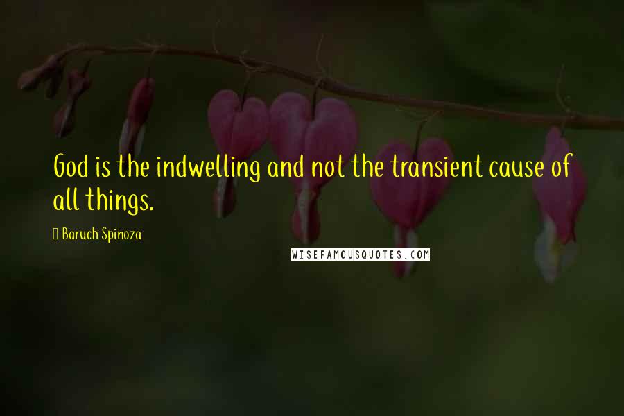 Baruch Spinoza Quotes: God is the indwelling and not the transient cause of all things.