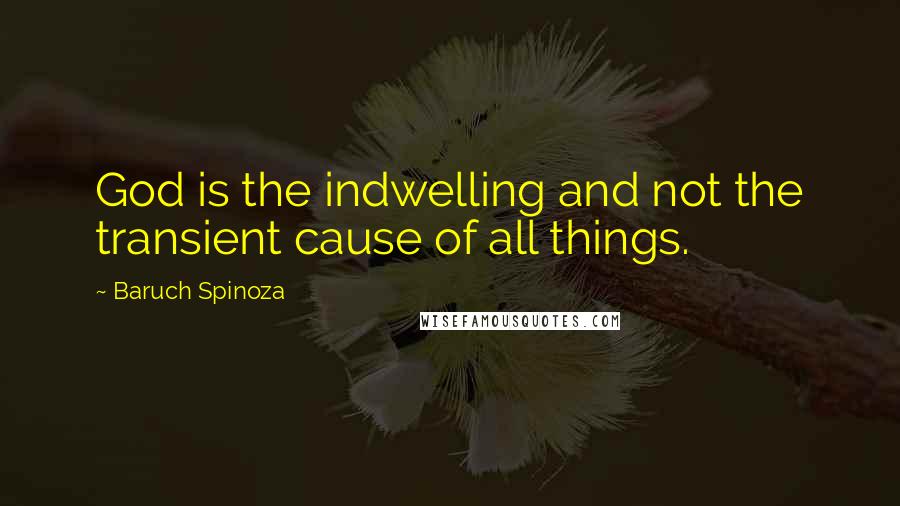 Baruch Spinoza Quotes: God is the indwelling and not the transient cause of all things.