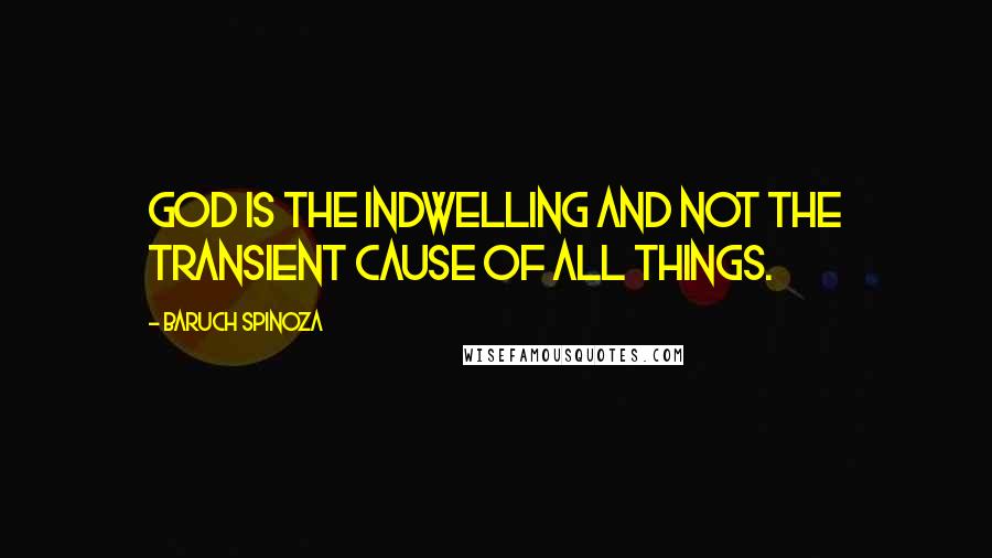 Baruch Spinoza Quotes: God is the indwelling and not the transient cause of all things.