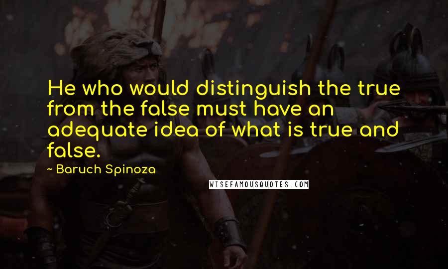 Baruch Spinoza Quotes: He who would distinguish the true from the false must have an adequate idea of what is true and false.