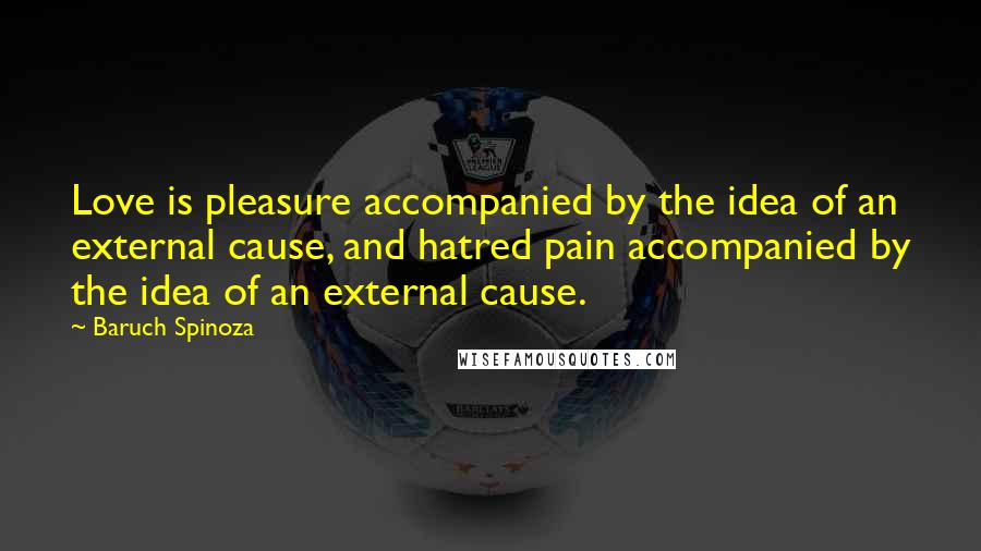 Baruch Spinoza Quotes: Love is pleasure accompanied by the idea of an external cause, and hatred pain accompanied by the idea of an external cause.