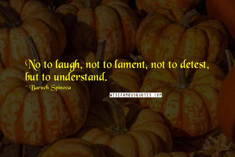 Baruch Spinoza Quotes: No to laugh, not to lament, not to detest, but to understand.