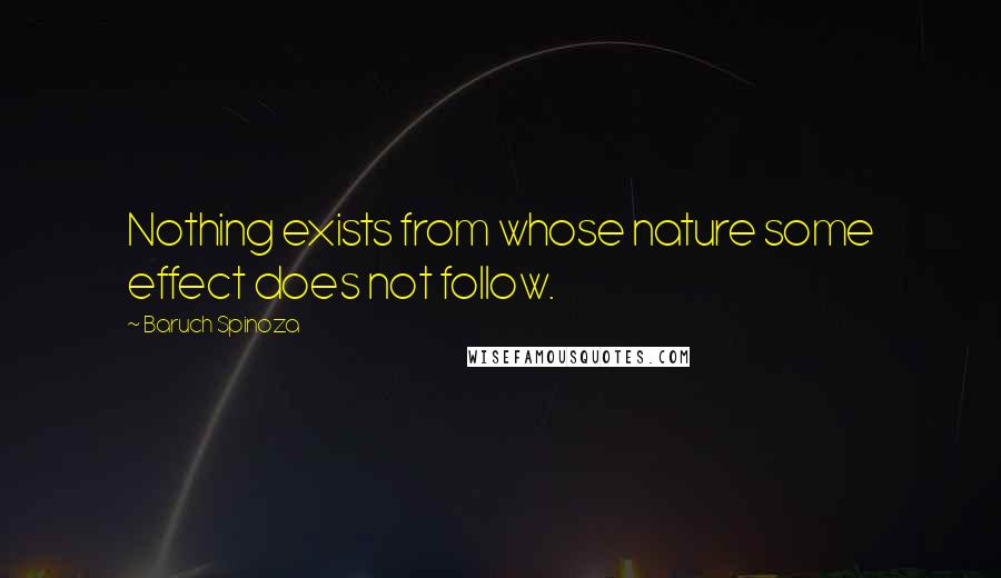 Baruch Spinoza Quotes: Nothing exists from whose nature some effect does not follow.
