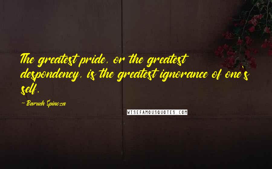 Baruch Spinoza Quotes: The greatest pride, or the greatest despondency, is the greatest ignorance of one's self.