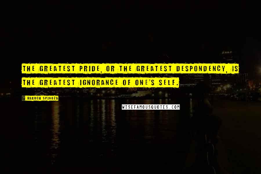 Baruch Spinoza Quotes: The greatest pride, or the greatest despondency, is the greatest ignorance of one's self.