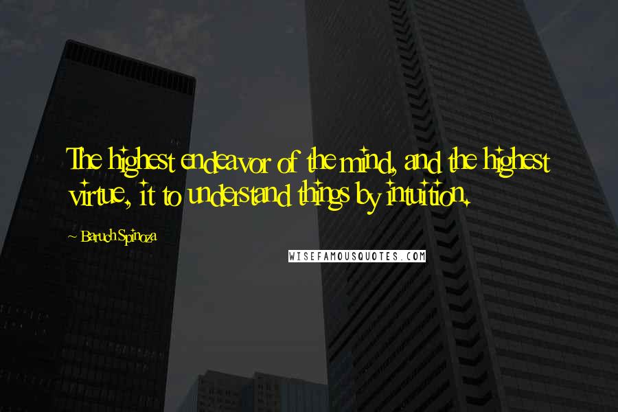 Baruch Spinoza Quotes: The highest endeavor of the mind, and the highest virtue, it to understand things by intuition.