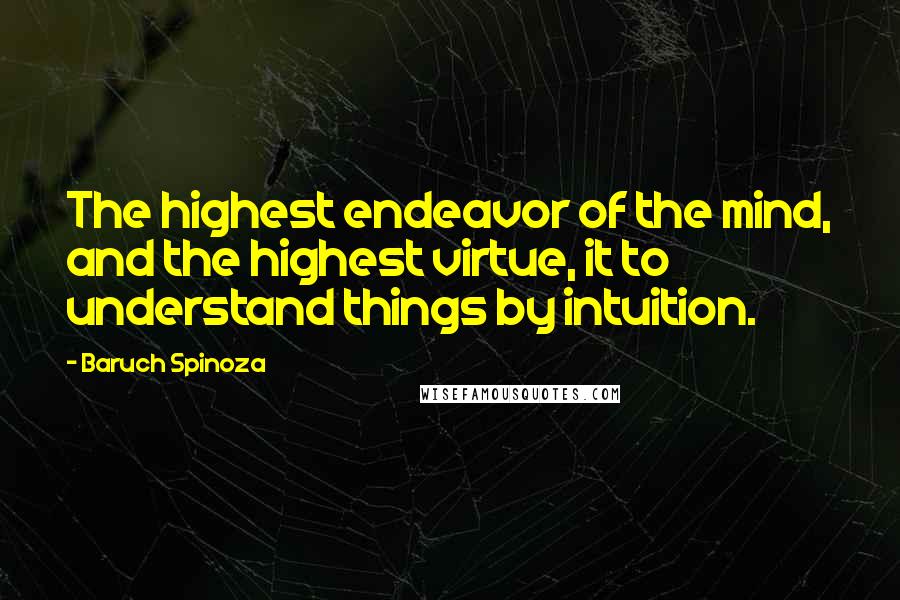 Baruch Spinoza Quotes: The highest endeavor of the mind, and the highest virtue, it to understand things by intuition.