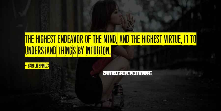 Baruch Spinoza Quotes: The highest endeavor of the mind, and the highest virtue, it to understand things by intuition.
