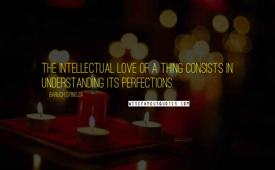 Baruch Spinoza Quotes: The intellectual love of a thing consists in understanding its perfections.