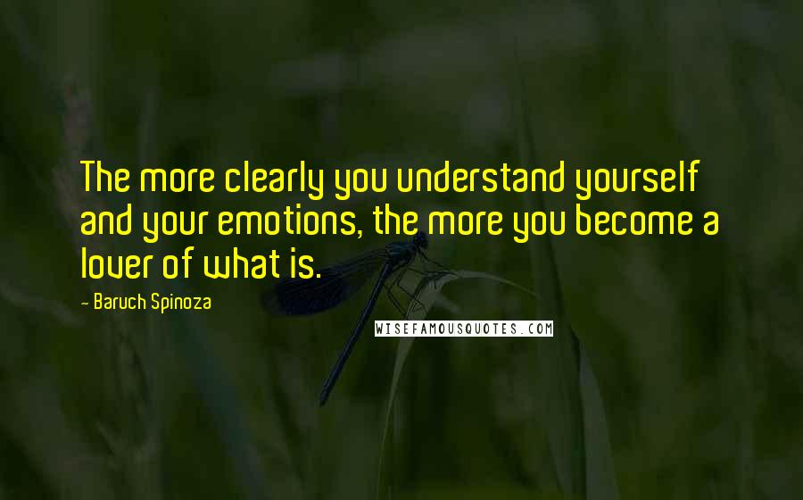 Baruch Spinoza Quotes: The more clearly you understand yourself and your emotions, the more you become a lover of what is.