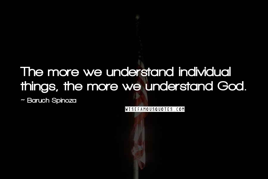 Baruch Spinoza Quotes: The more we understand individual things, the more we understand God.