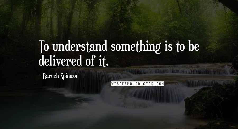 Baruch Spinoza Quotes: To understand something is to be delivered of it.