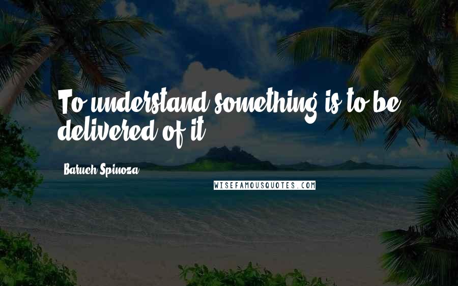 Baruch Spinoza Quotes: To understand something is to be delivered of it.