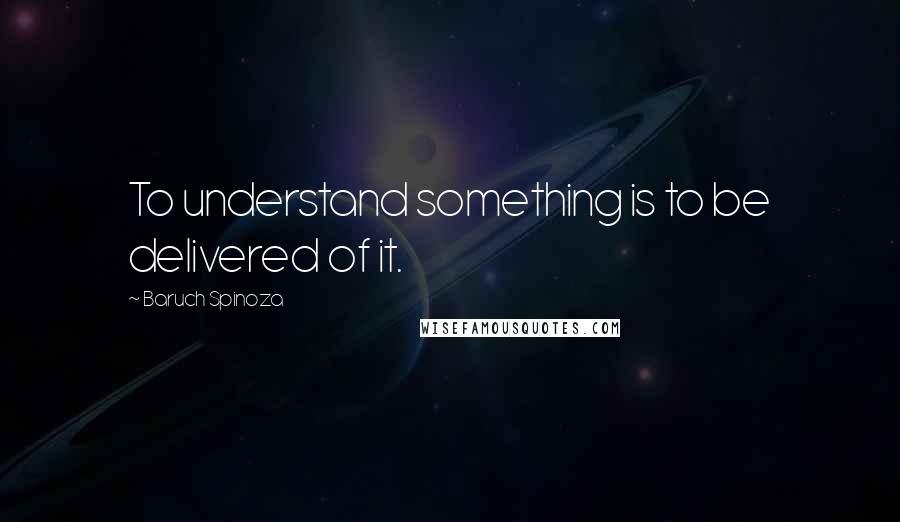 Baruch Spinoza Quotes: To understand something is to be delivered of it.