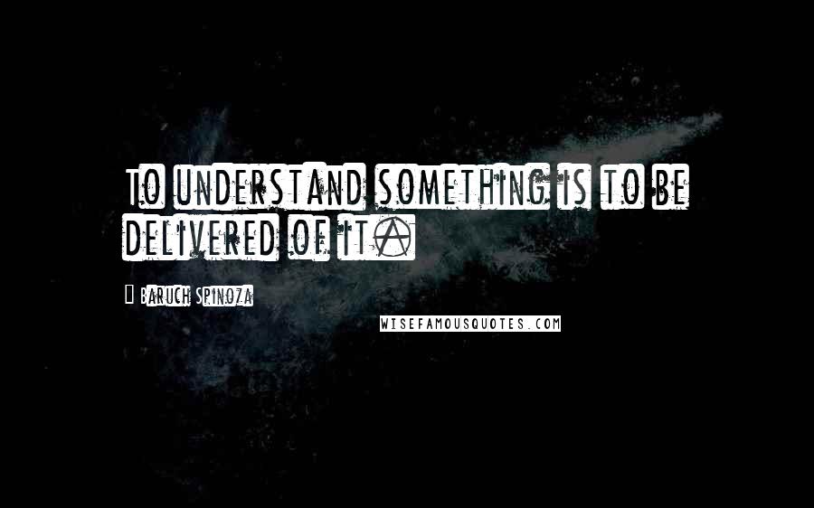 Baruch Spinoza Quotes: To understand something is to be delivered of it.