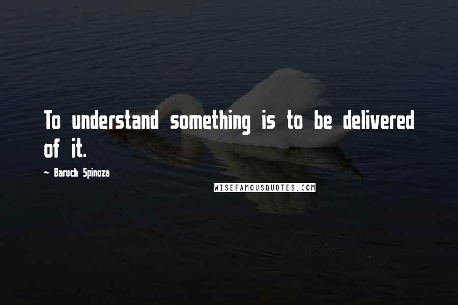 Baruch Spinoza Quotes: To understand something is to be delivered of it.