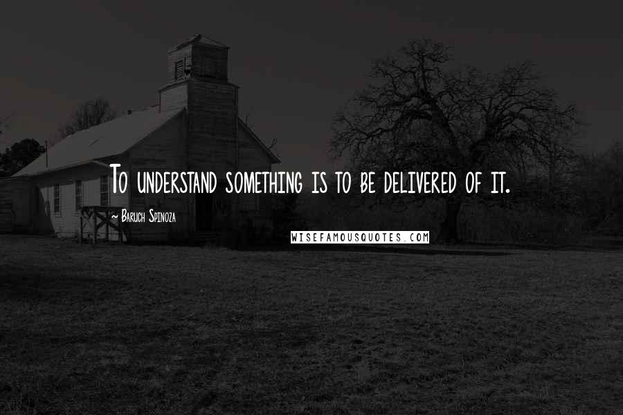 Baruch Spinoza Quotes: To understand something is to be delivered of it.