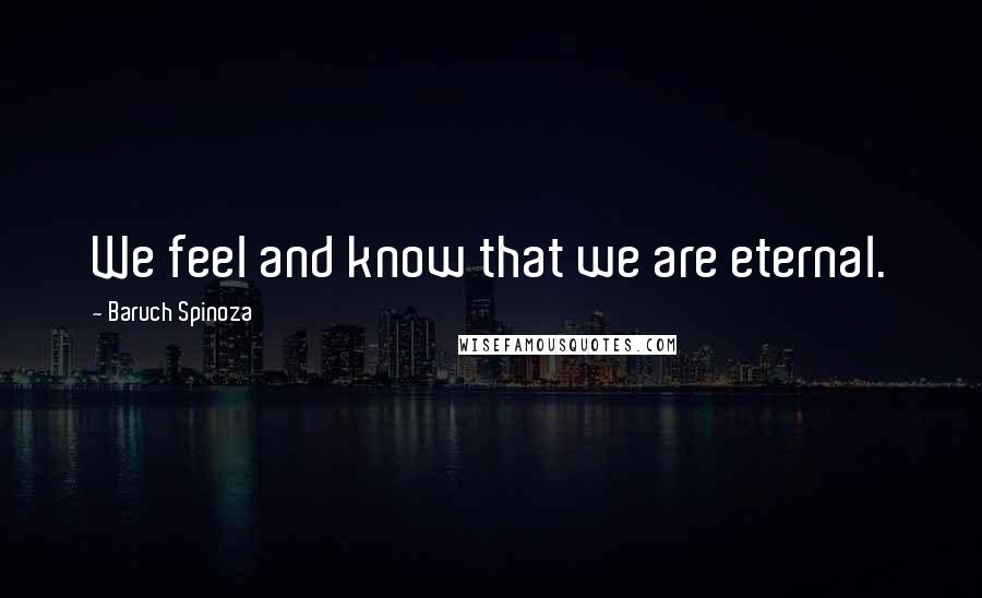 Baruch Spinoza Quotes: We feel and know that we are eternal.