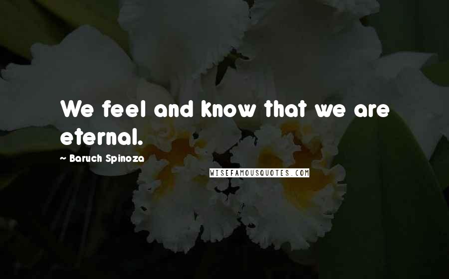 Baruch Spinoza Quotes: We feel and know that we are eternal.