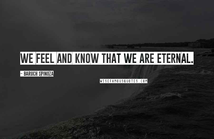 Baruch Spinoza Quotes: We feel and know that we are eternal.