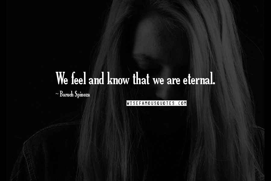 Baruch Spinoza Quotes: We feel and know that we are eternal.