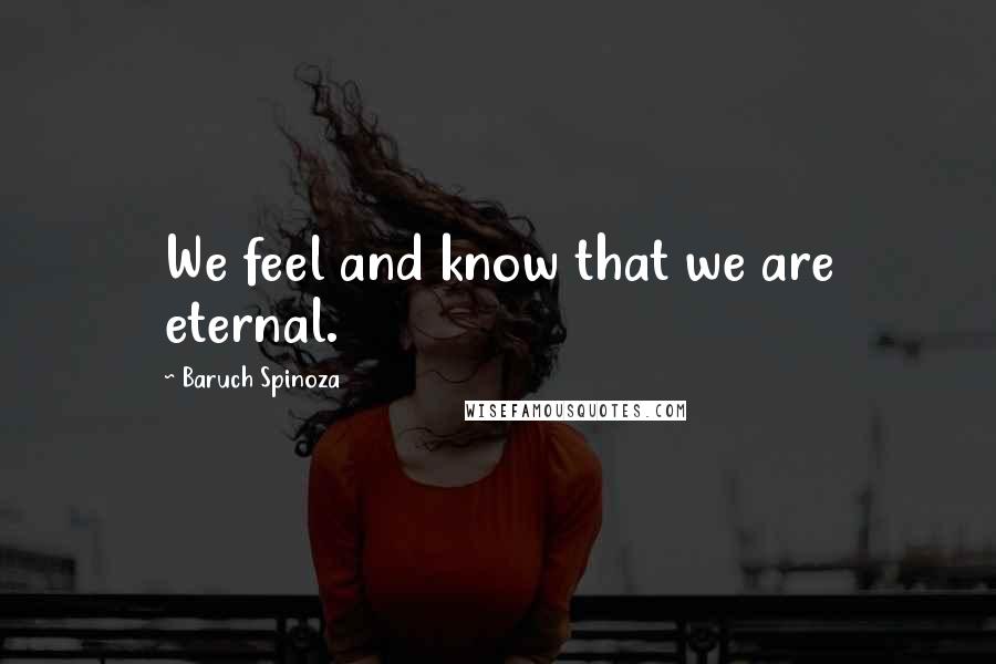 Baruch Spinoza Quotes: We feel and know that we are eternal.