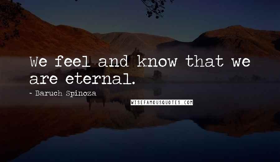Baruch Spinoza Quotes: We feel and know that we are eternal.