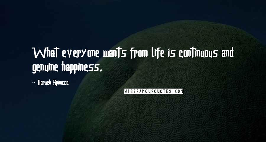 Baruch Spinoza Quotes: What everyone wants from life is continuous and genuine happiness.