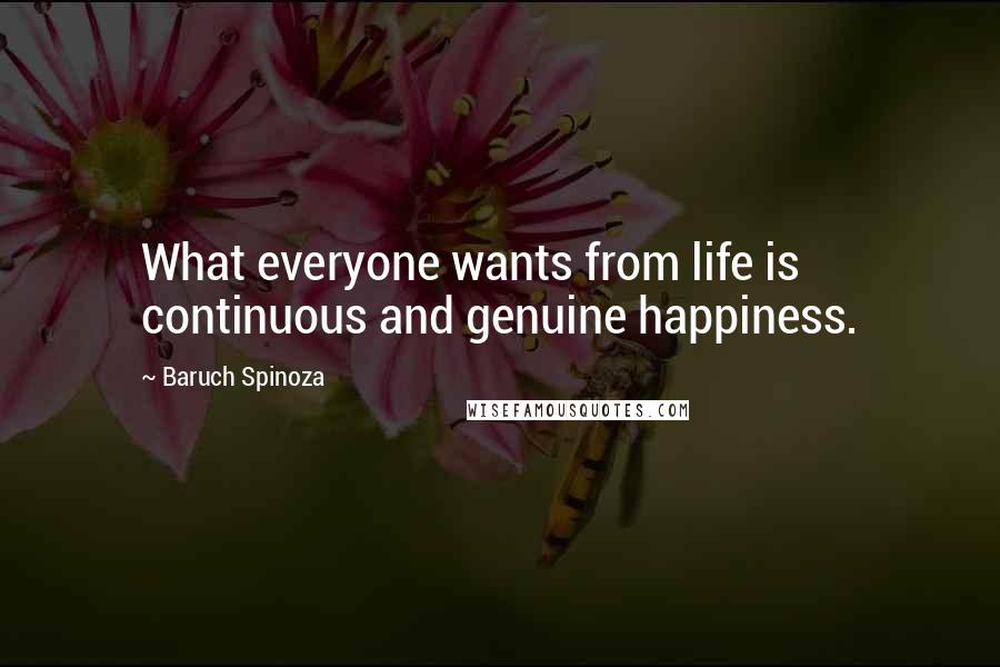 Baruch Spinoza Quotes: What everyone wants from life is continuous and genuine happiness.