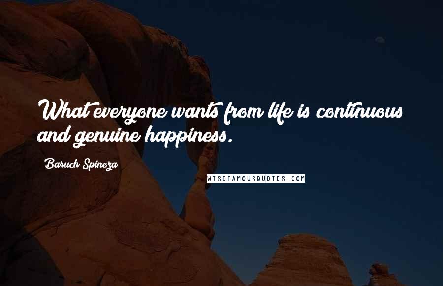 Baruch Spinoza Quotes: What everyone wants from life is continuous and genuine happiness.
