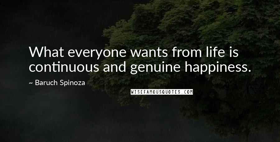 Baruch Spinoza Quotes: What everyone wants from life is continuous and genuine happiness.