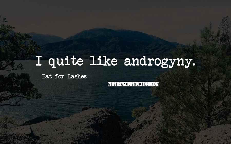 Bat For Lashes Quotes: I quite like androgyny.