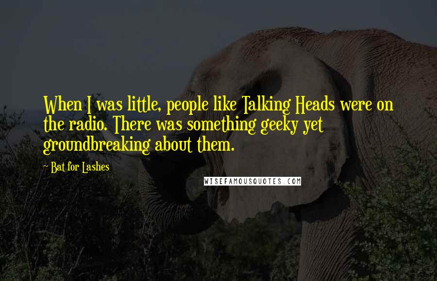 Bat For Lashes Quotes: When I was little, people like Talking Heads were on the radio. There was something geeky yet groundbreaking about them.
