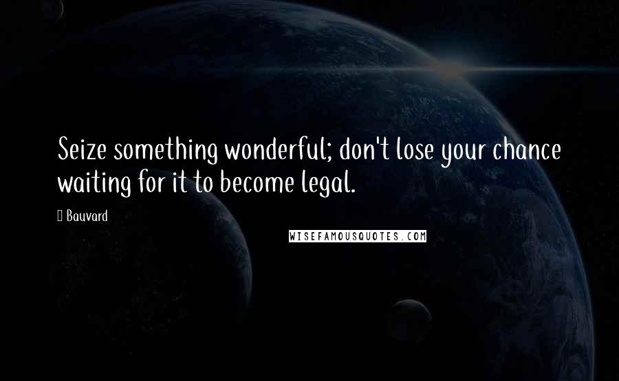 Bauvard Quotes: Seize something wonderful; don't lose your chance waiting for it to become legal.