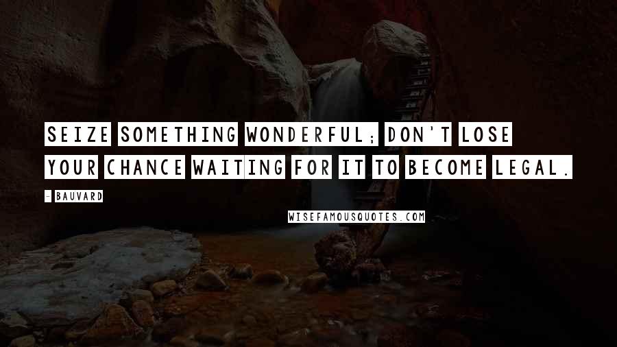 Bauvard Quotes: Seize something wonderful; don't lose your chance waiting for it to become legal.